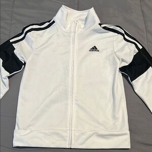 Adidas White and Black Zip-Up Jacket